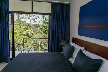 Blue room and private balcony with jungle view
